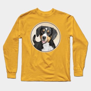 Entlebucher Mountain Dog Painting - Original Art Long Sleeve T-Shirt